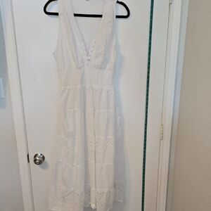 Cream Sleeveless V-Neck Midi Sundress for Brides